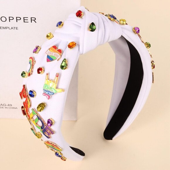 Rainbow Pride Headband LGBTQ Heart Flag Rhinestone Women\'s Hair Accessory main image 5